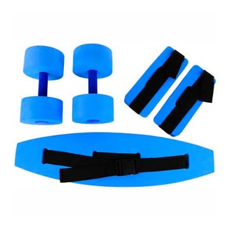 Fabrication Enterprises CanDo Deluxe Aquatic Exercise Kit (Jogger Belt, Ankle Cuffs, Hand Bars), Medium, Blue 20-4201B